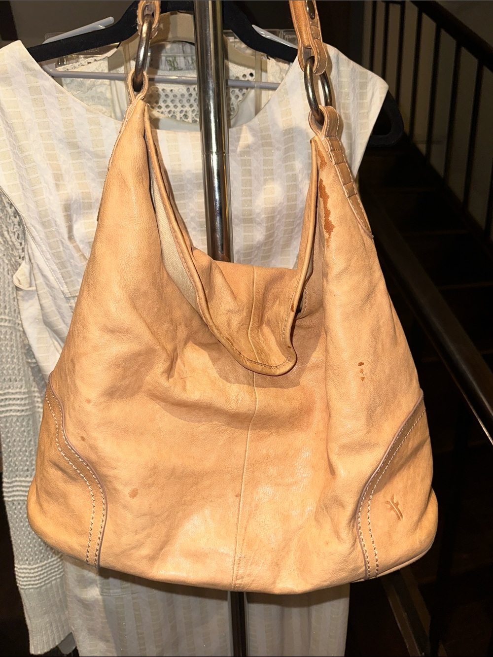 FRYE Leather Hobo Shoulder Bag Purse - Campus